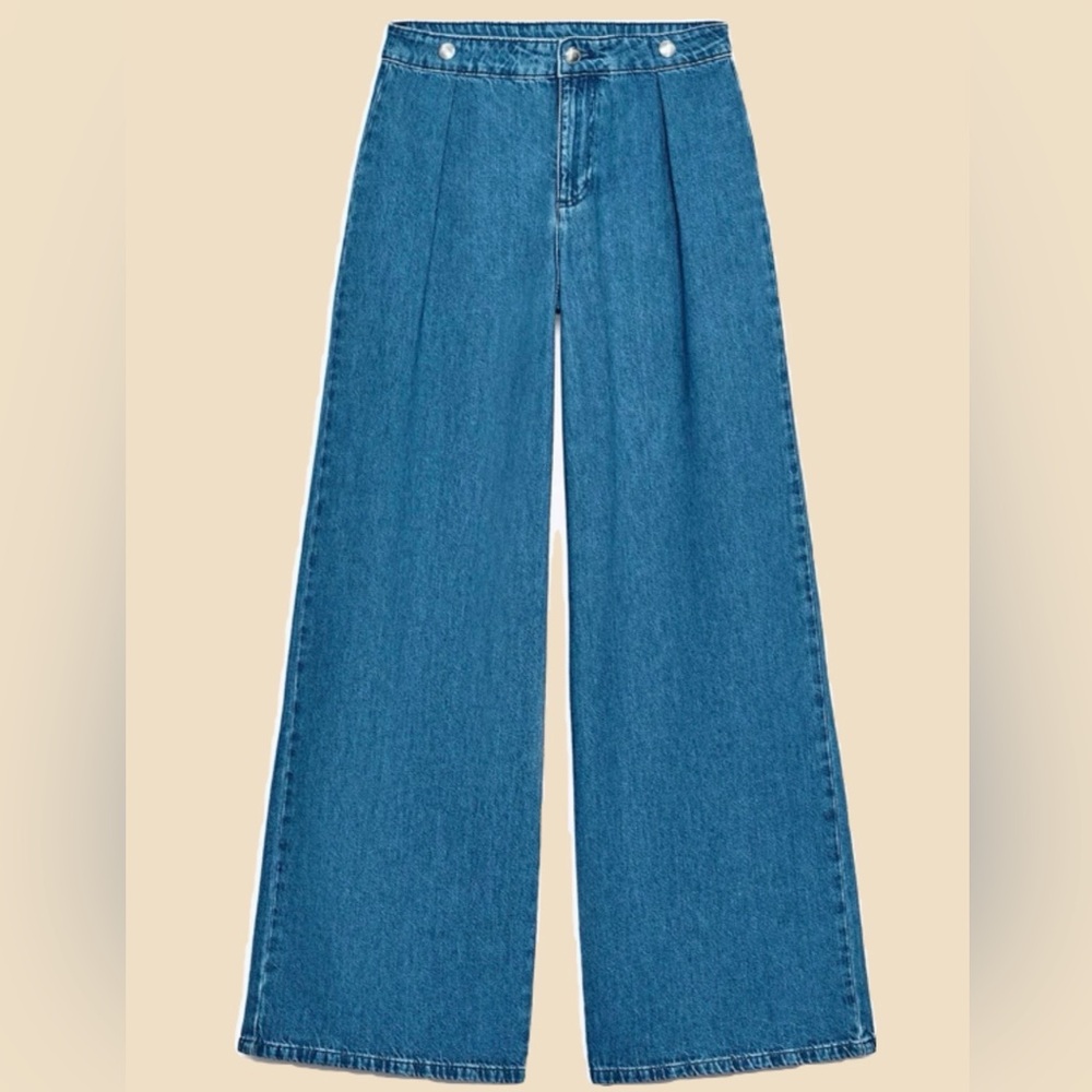 NWOT Zara Pleated Wide-Leg Jeans I Size 6